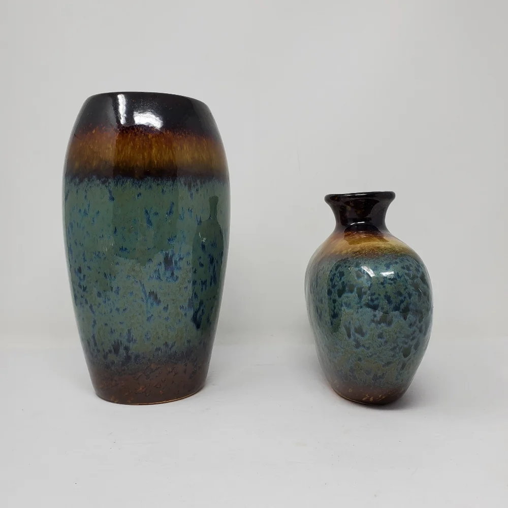 Ceramic glazed pottery set of 2 ombre med